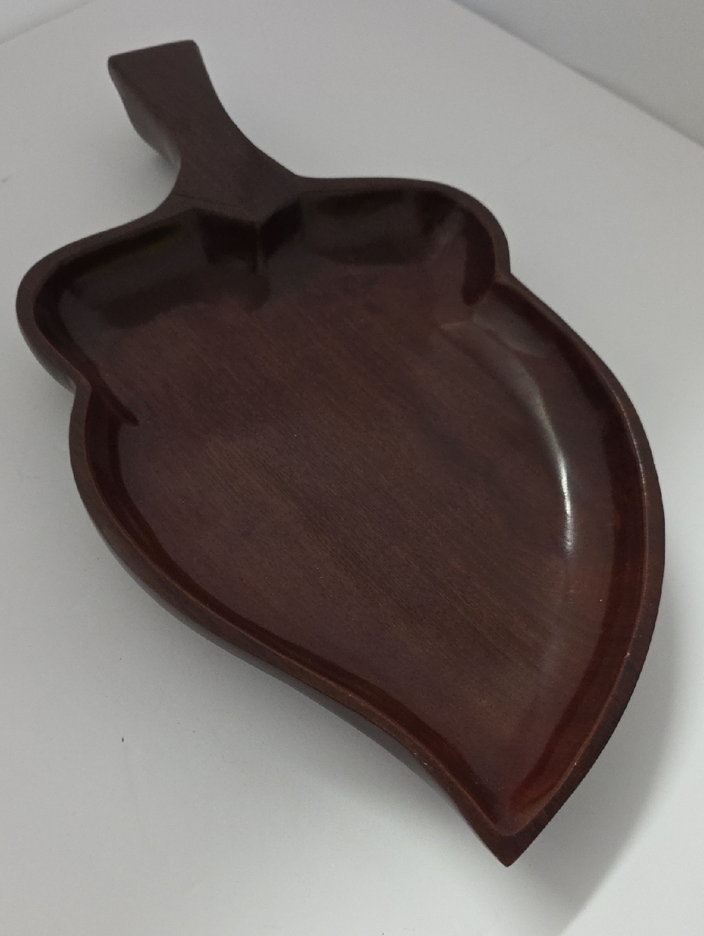 Vintage Caribcraft Haiti Solid Mahogany Hand Carved Wood Serving Dish Tray MCM